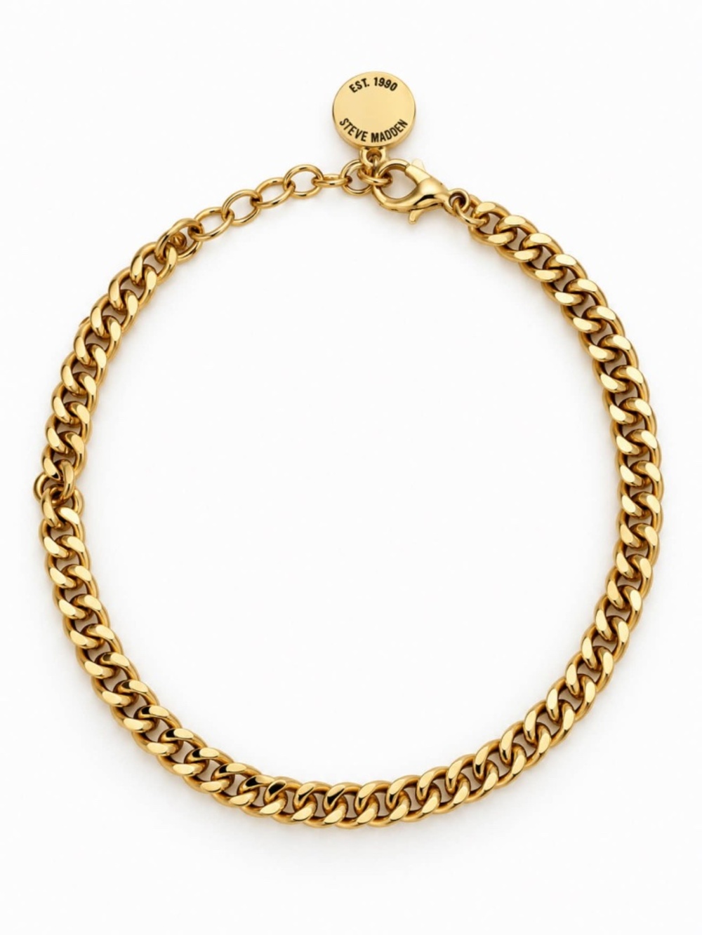 STEVE MADDEN • Gold Curb Link Chain Anklet Bracelet Adjustable